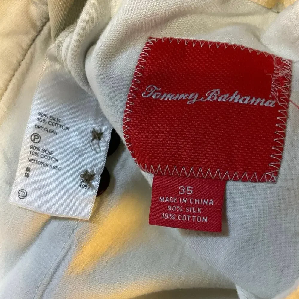 Tommy Bahama Mens 35 Silk Blend Pleated Shorts Khaki 9” Inseam Classic Golf